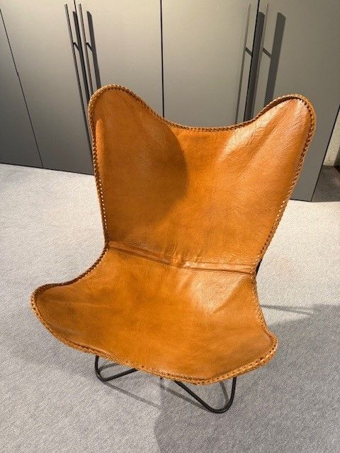 J-Line Lounge stoel in leder/cognac